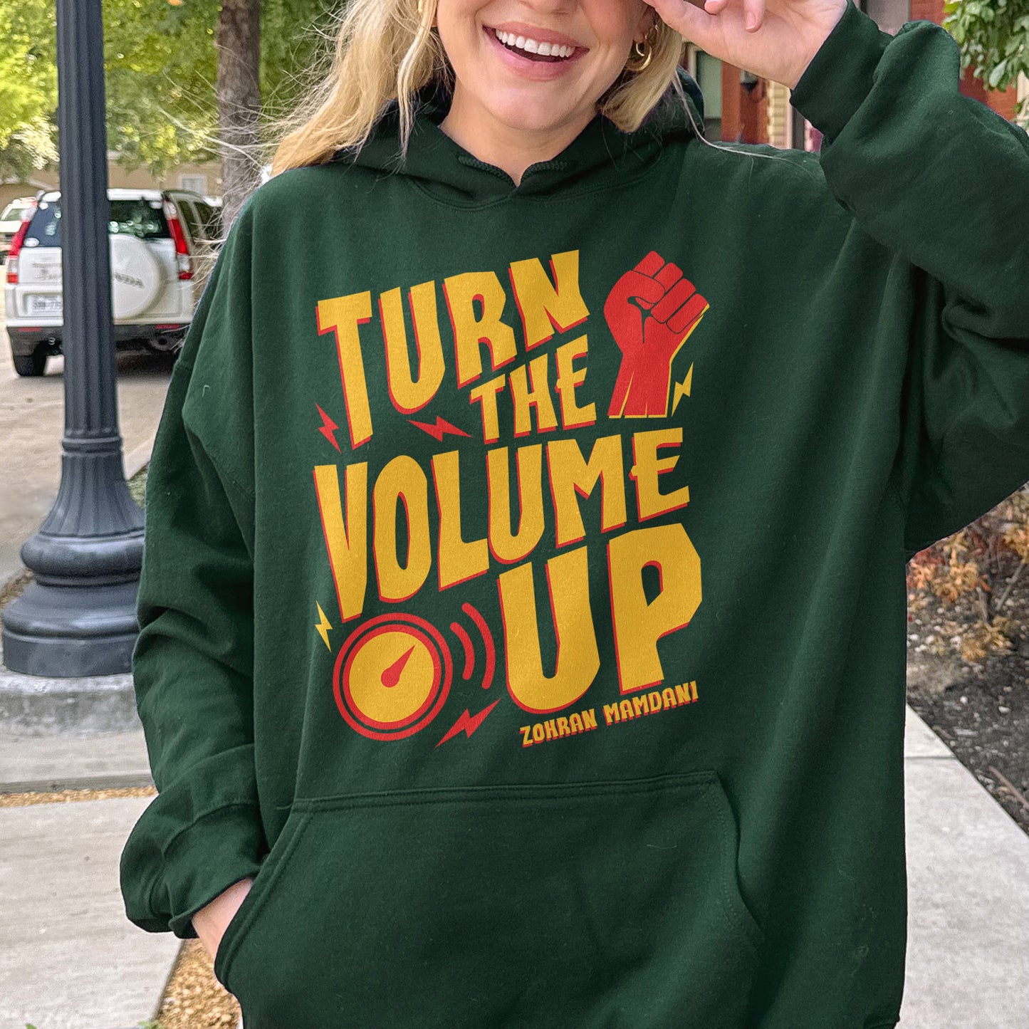 Turn the Volume Up, Zohran Mamdani, Zohran NYC Mayor, Progressive, Liberal, NYC 2026, Democracy Hoodie