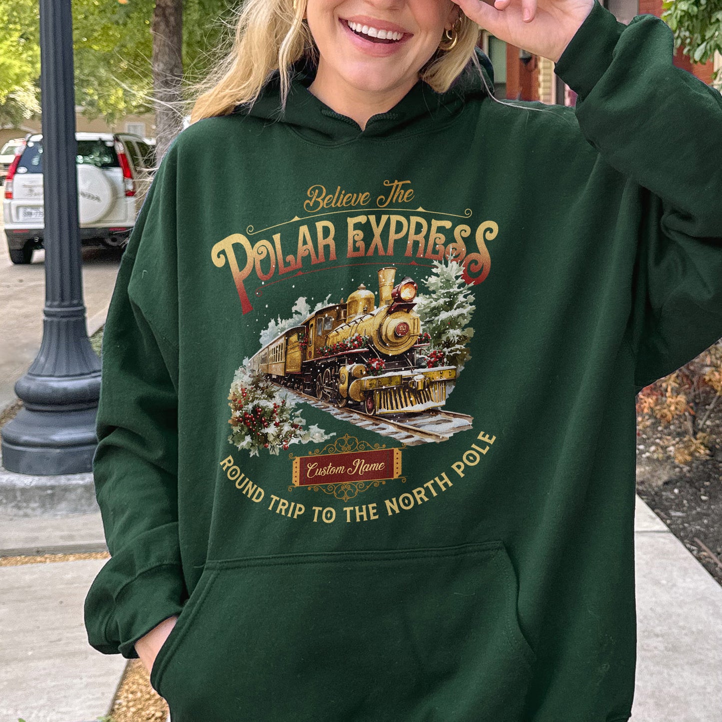 Custom Polar Express Hoodie | Believe Round Trip to the North Pole Hoodie