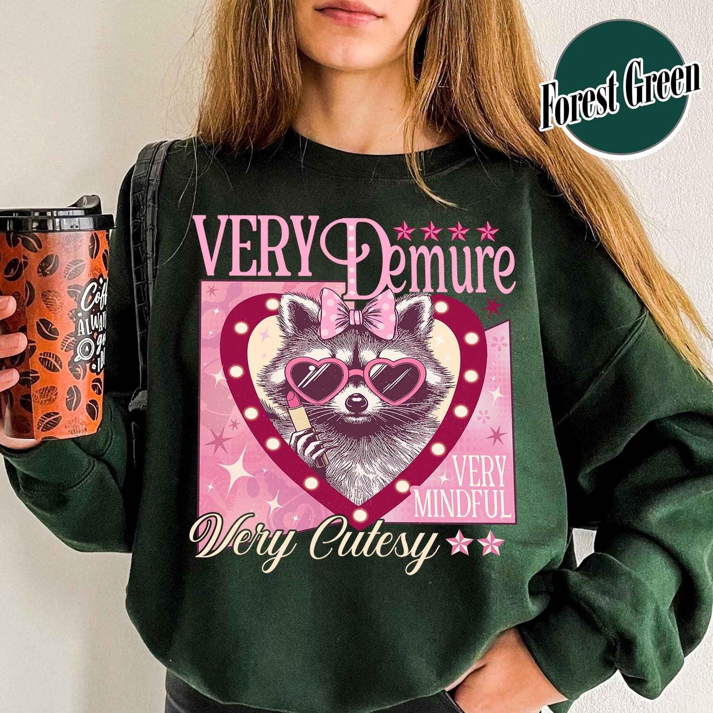 Funny Racoon Sweatshirt, Very Demure Very Mindful Sweatshirt, Demure Social Club Sweatshirt