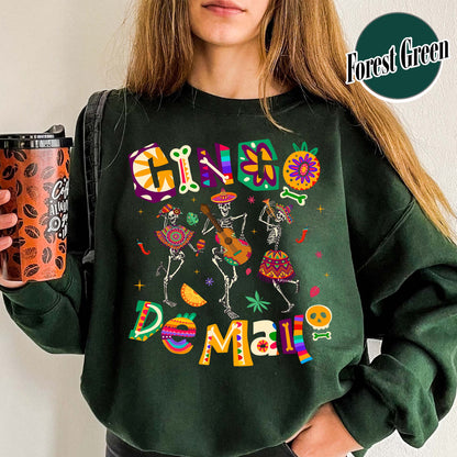 Cinco De Mayo Sweatshirt, Skeleton Dabbing, Skeleton Cinco De Mayo,Taco Sweatshirt, Lets Fiesta Sweatshirt,Mexican Fiesta,