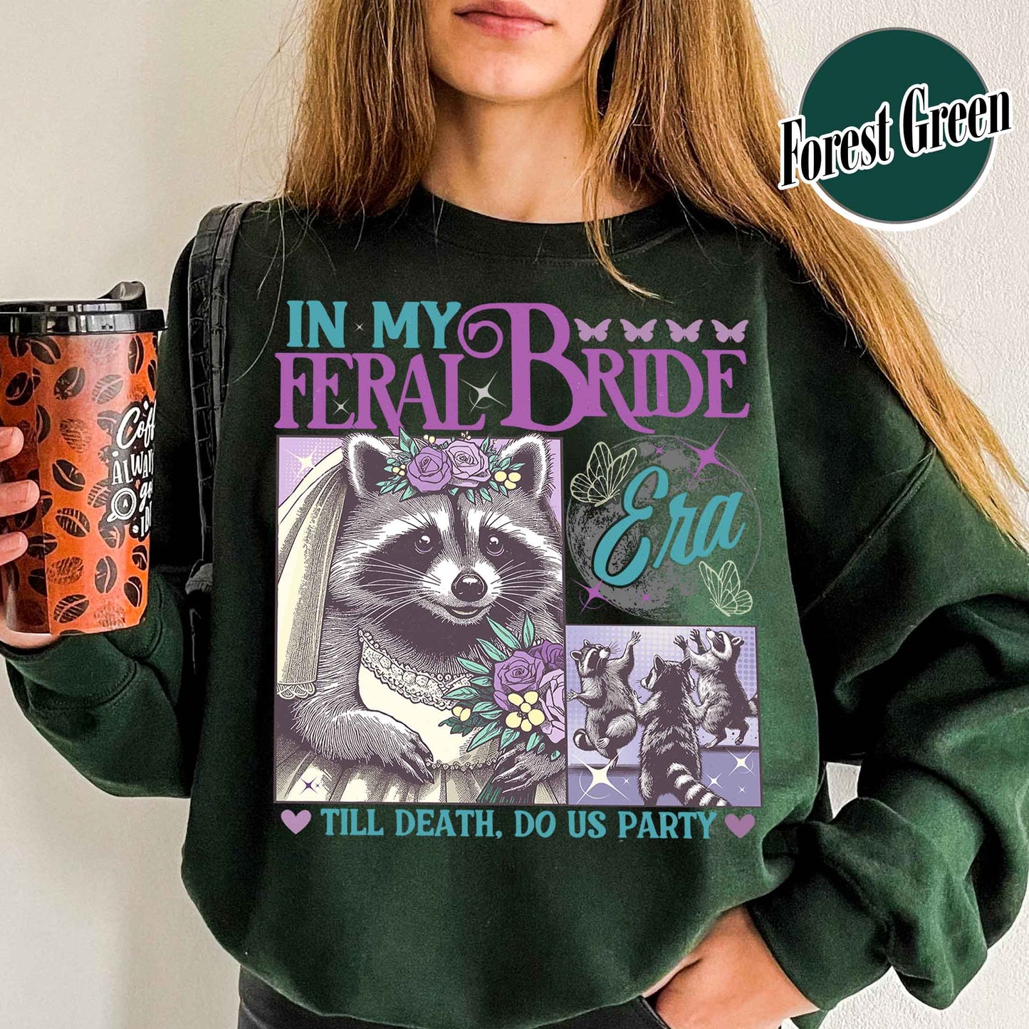 Retro Raccoon Sweatshirt, Funny Bride Sweatshirt, Raccoon Bride Sweatshirt, in My Raccoon Bride Era Sweatshirt