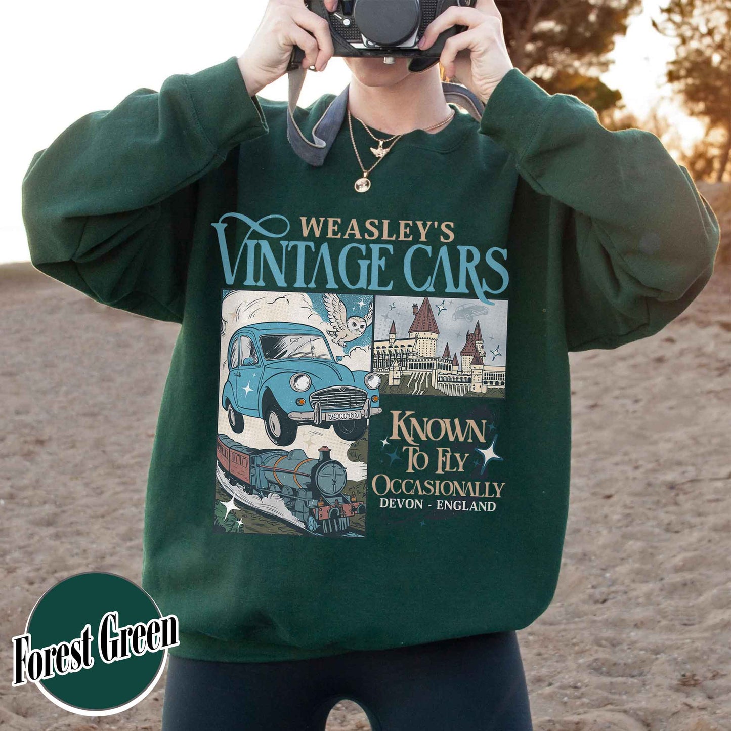 Bookish Sweatshirt, Wizard Flying Car Sweatshirt, Harry Potter Inspired Sweatshirt, Wizard School Sweatshirt