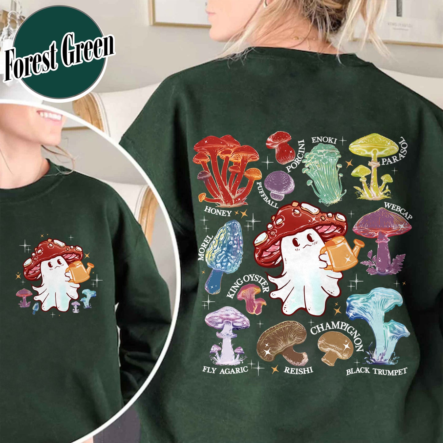 Halloween Sweatshirt, Magic Mushroom Microdose Sweatshirt, Mystical Mushroom Ghost Sweatshirt