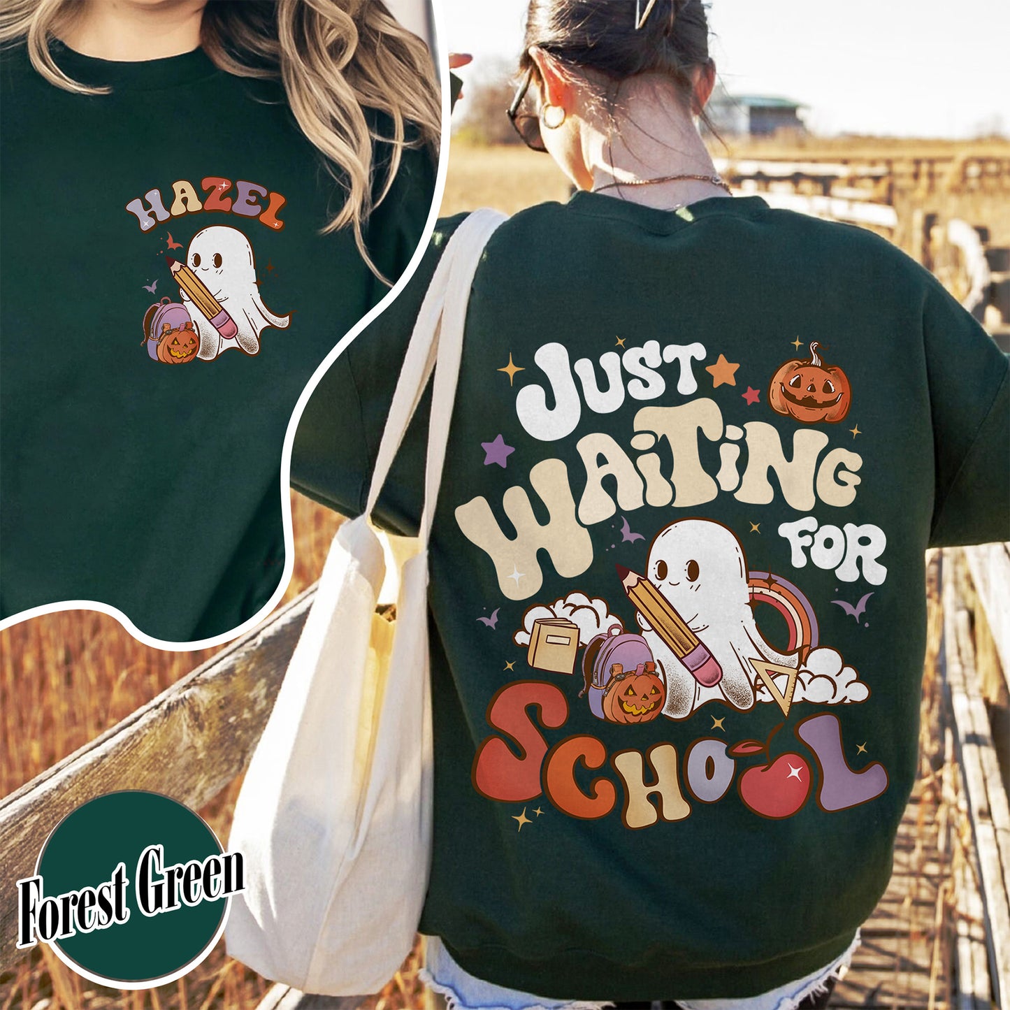 Halloween Sweatshirt, Waiting for Back to School Sweatshirt, Custom Halloween Teacher Sweatshirt