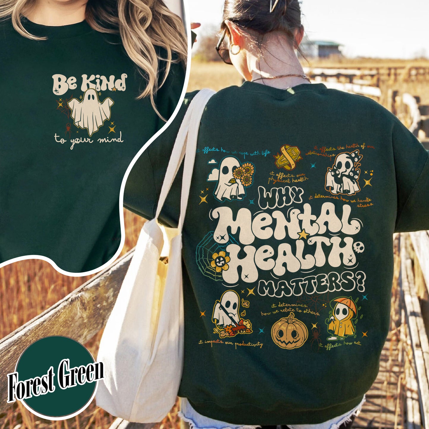 Halloween Mental Health Sweatshirt, Don’t Ghost Your Feelings Sweatshirt, Therapist School Counselor Sweatshirt