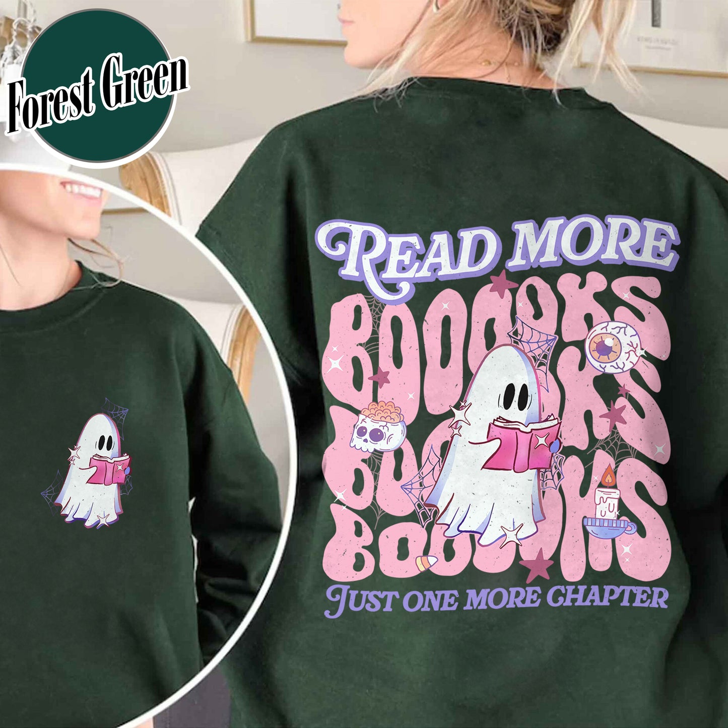 Halloween Book Lover Sweatshirt, Read More Booooks Halloween Sweatshirt, Spooky Season Sweatshirt