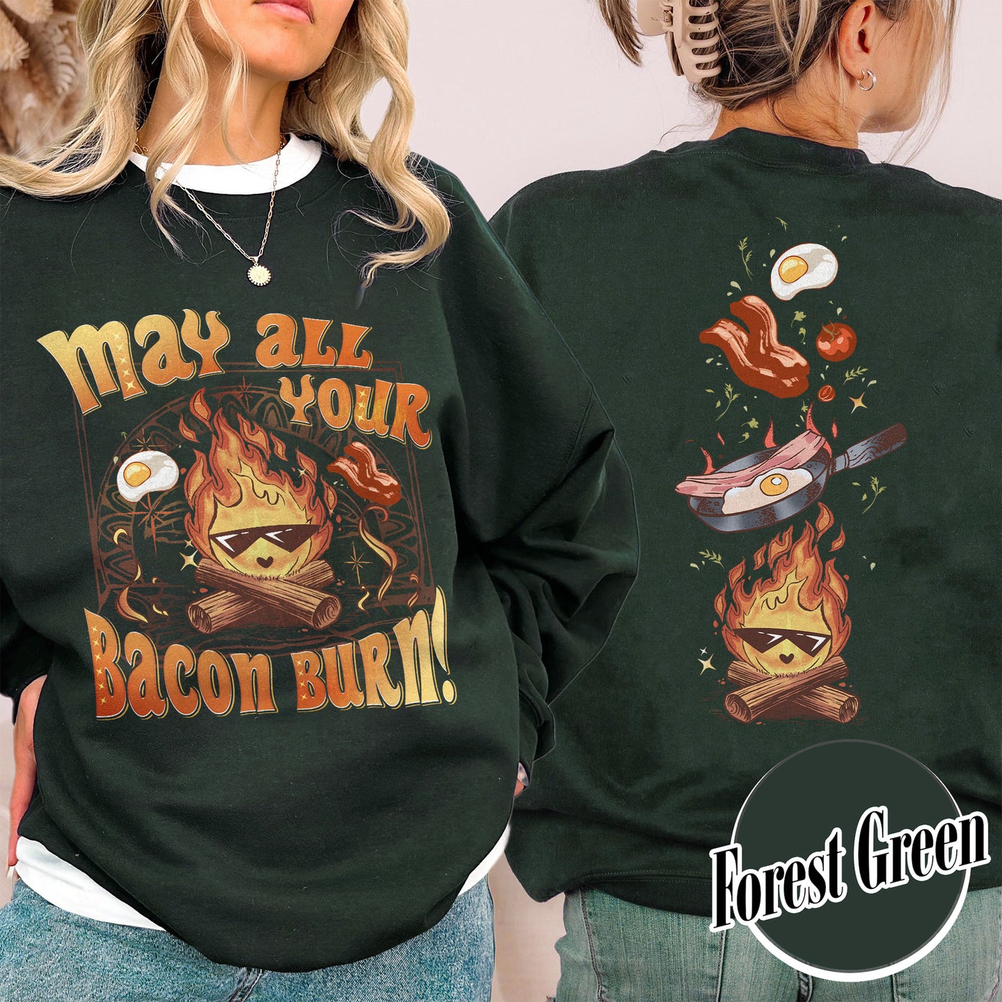 May All Your Bacon Burn Sweatshirt, Move Castle Sweatshirt, Bed and Breakfast Sweatshirt, Anime Sweatshirt, Anime Fan Gift, Kawaii Fire Sweatshirt, Fire Demon Sweatshirt