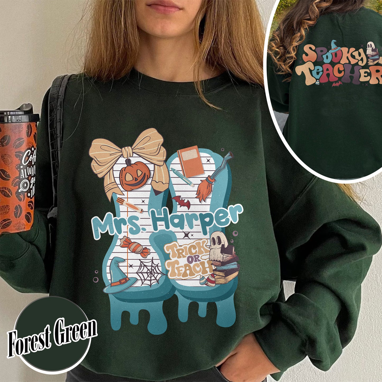 Back to School Sweatshirt, Personalized Halloween Teacher Sweatshirt, First Day of School Sweatshirt