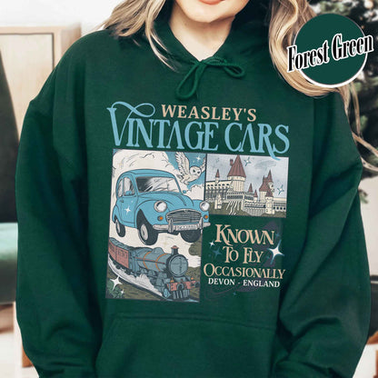 Bookish Hoodie, Wizard Flying Car Hoodie, Harry Potter Inspired Hoodie, Wizard School Hoodie