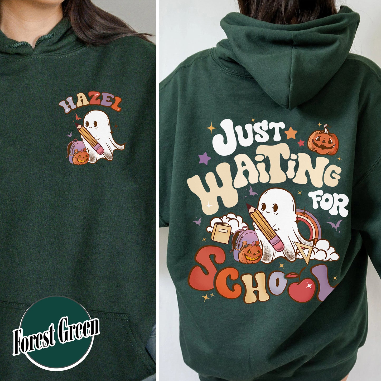 Halloween Hoodie, Waiting for Back to School Hoodie, Custom Halloween Teacher Hoodie