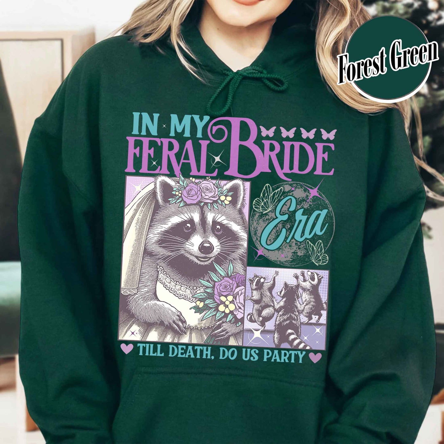 Retro Raccoon Hoodie, Funny Bride Hoodie, Raccoon Bride Hoodie, in My Raccoon Bride Era Hoodie