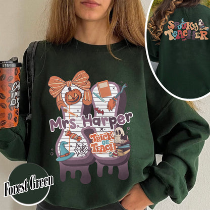 Back to School Sweatshirt, Personalized Halloween Teacher Sweatshirt, First Day of School Sweatshirt