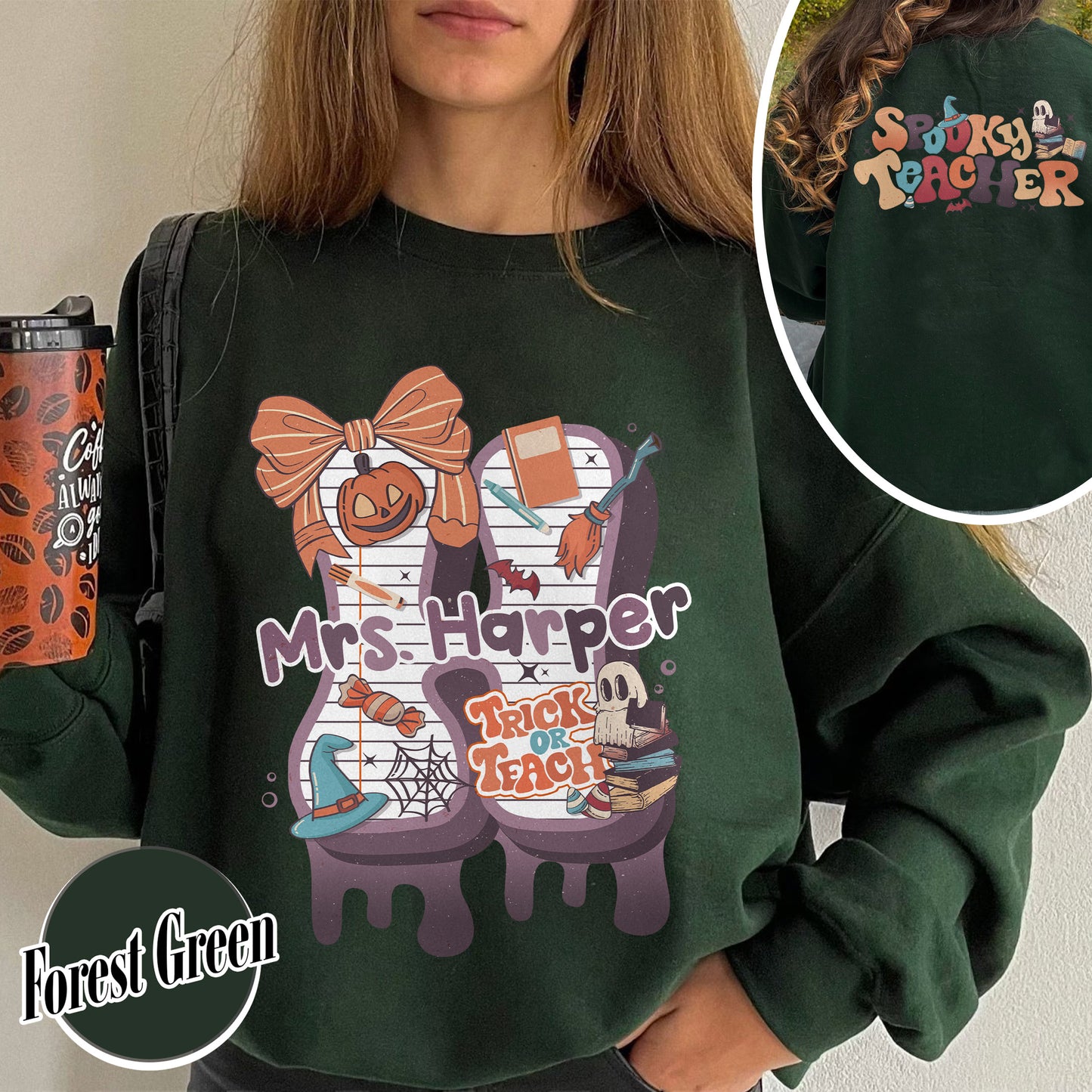 Back to School Sweatshirt, Personalized Halloween Teacher Sweatshirt, First Day of School Sweatshirt