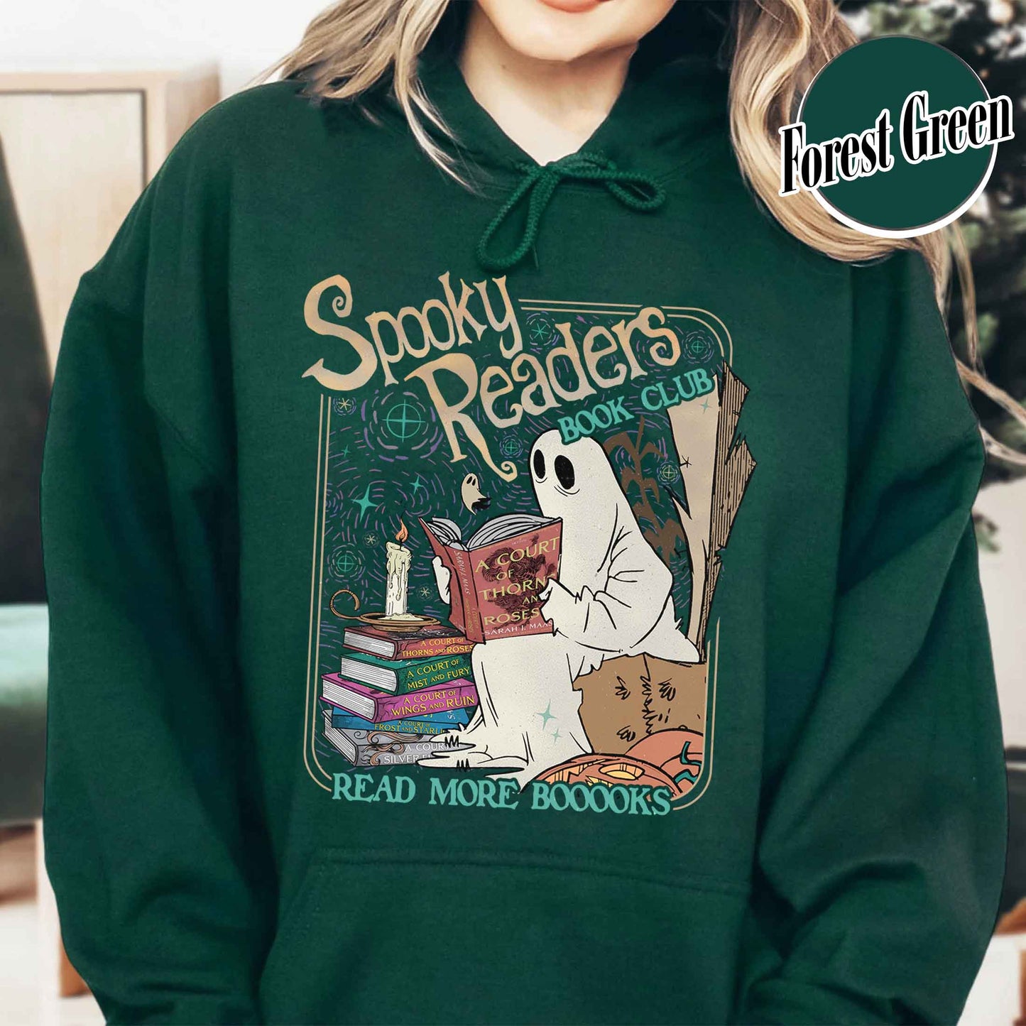 Bookish Hoodie, Acotar Ghost Hoodie, Book loverHalloween Hoodie, Spooky Ghost Skeleton Hoodie