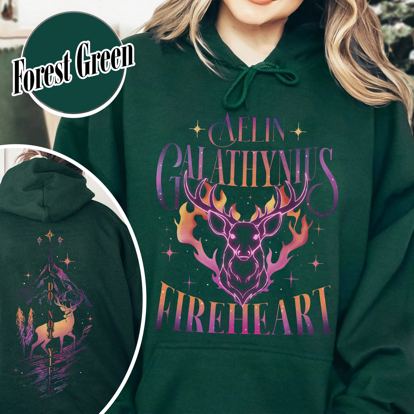 Fireheart Queen Aelin Hoodie, Terrasen to Whatever End Fireheart, You Do Not Yield Hoodie, TOG Hoodie