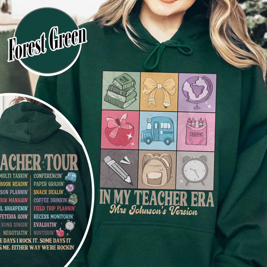 Back to School Hoodie, Custom Name Teacher Hoodie, Abcd Teacher Tour Hoodie, Gift for Teacher