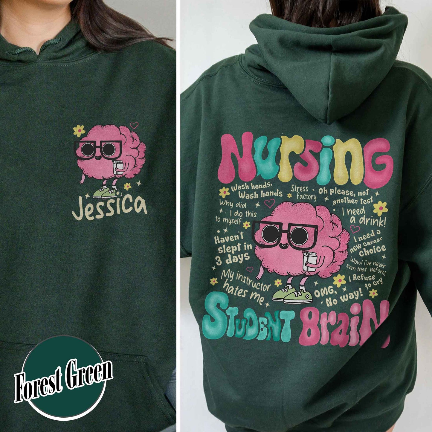 Nurse Hoodie, Nursing Student Brain Hoodie, for Work Rn Hoodie, Registered Nurse Hoodie