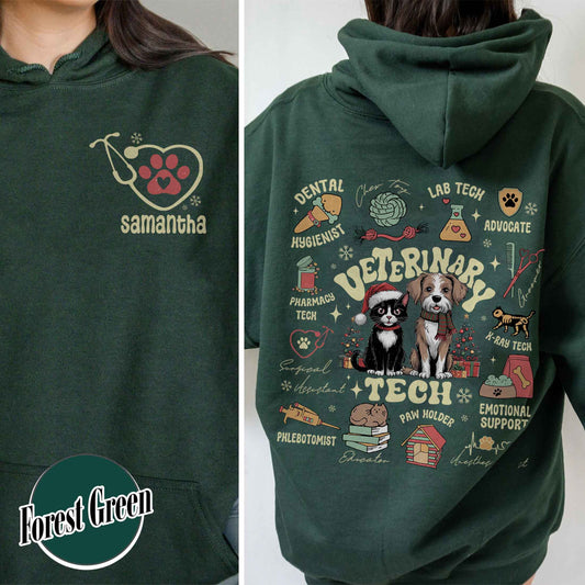 Vet Tech Hoodie Personalized, Vet Tech Week 2024, Custom Christmas Vet Tech Hoodie, Custom Vet Assistant Hoodie, Animal Doctor Gift, Nurse Vet Hoodie