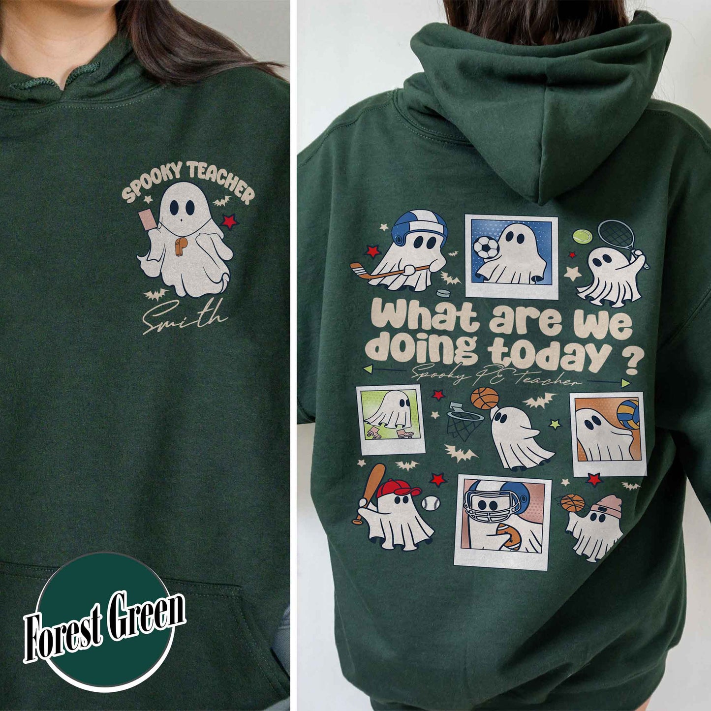 Halloween PE Teacher Hoodie, Pe Teacher Coach Ghost Hoodie, Spooky PE Teacher Hoodie