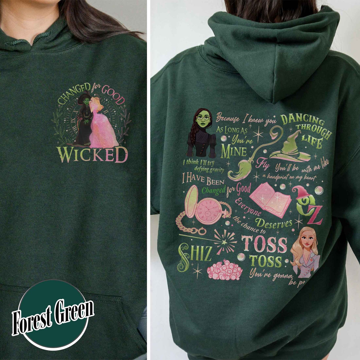 Wicked Change for Good Hoodie, Changed for Good, Wicked Change for Good Glitter, Changed for Good Hoodie, Wizard Movie Fan Hoodie, Wicked Musical