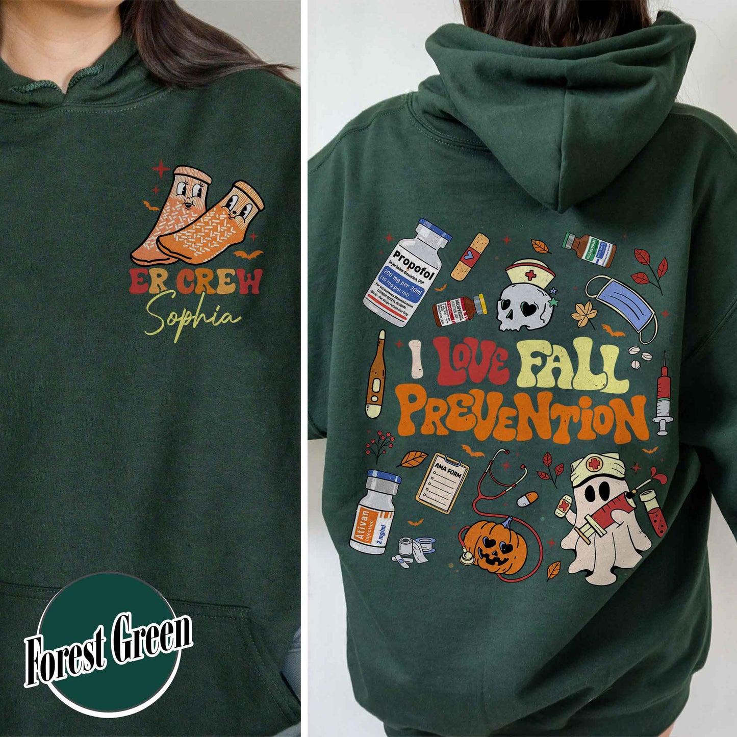 Halloween Nurse Hoodie, Custom Fall Nurse Prevention Hoodie, Nurse Boo Crew Hoodie