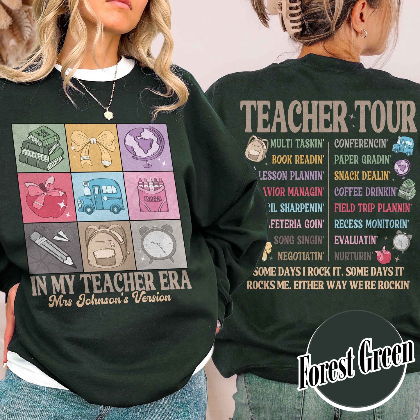 Back to School Sweatshirt, Custom Name Teacher Sweatshirt, Abcd Teacher Tour Sweatshirt, Gift for Teacher