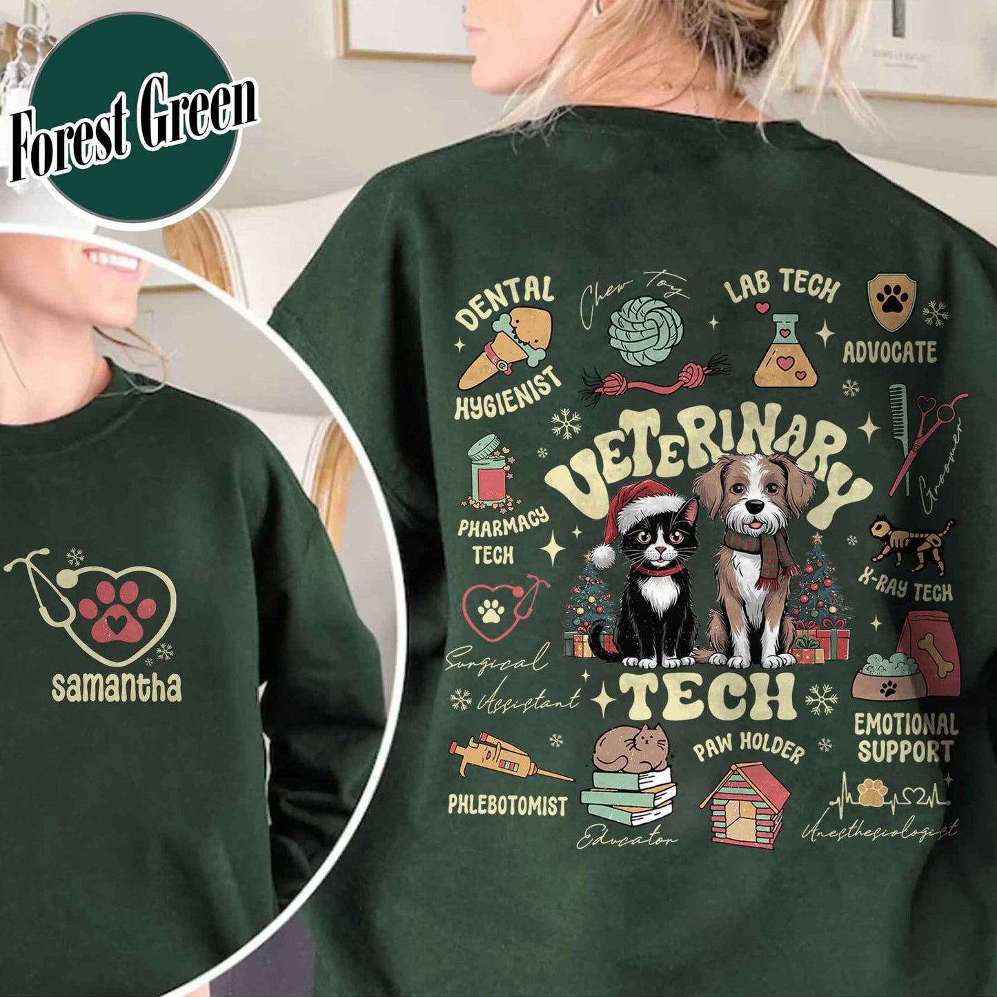 Vet Tech Sweatshirt Personalized, Vet Tech Week 2024, Custom Christmas Vet Tech Sweatshirt, Custom Vet Assistant Sweatshirt, Animal Doctor Gift, Nurse Vet Sweatshirt