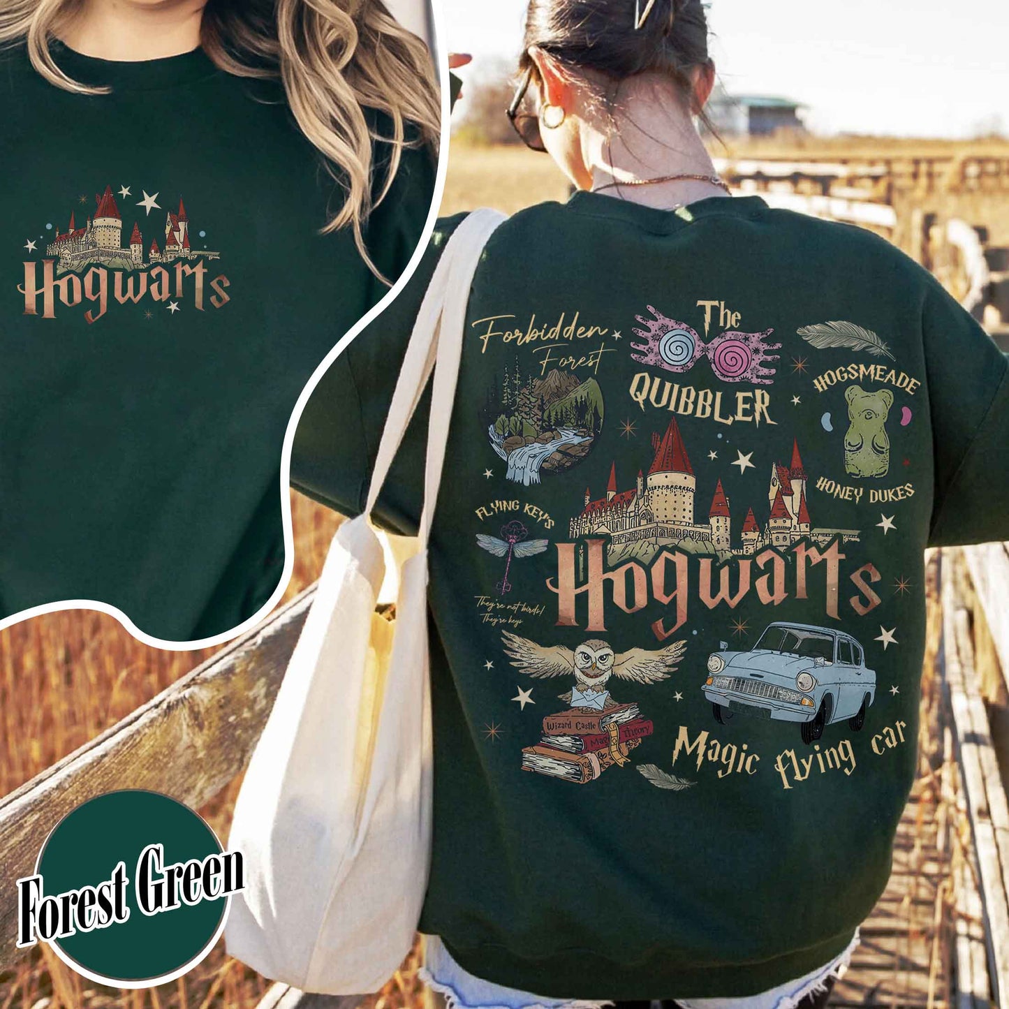 Wizard School Fandom Sweatshirt, Book Reading Magic Sweatshirt, Bookish Sweatshirt, Hp Inspired Two Sided Sweatshirt, Gift For Friends