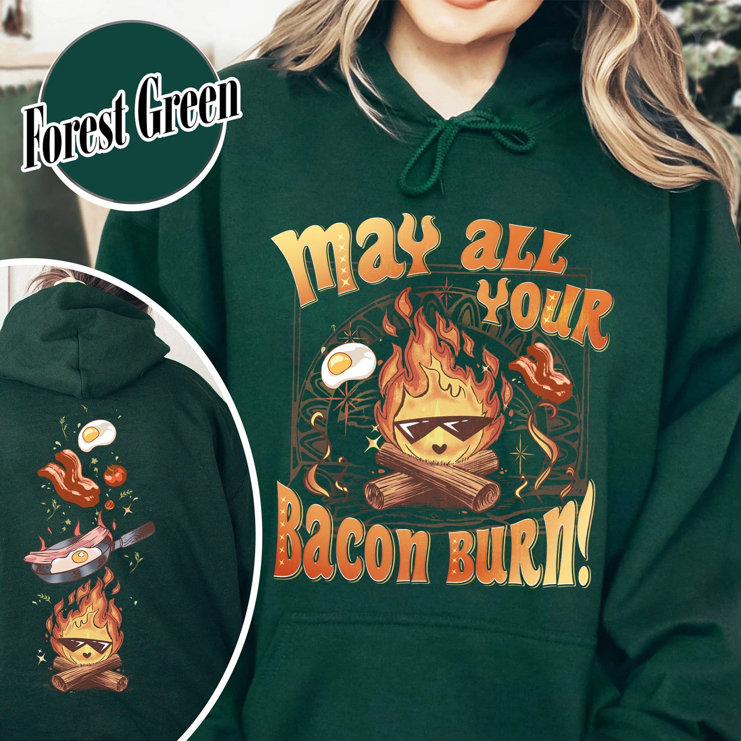 May All Your Bacon Burn Hoodie, Move Castle Hoodie, Bed and Breakfast Hoodie, Anime Hoodie, Anime Fan Gift, Kawaii Fire Shirt, Fire Demon Hoodie