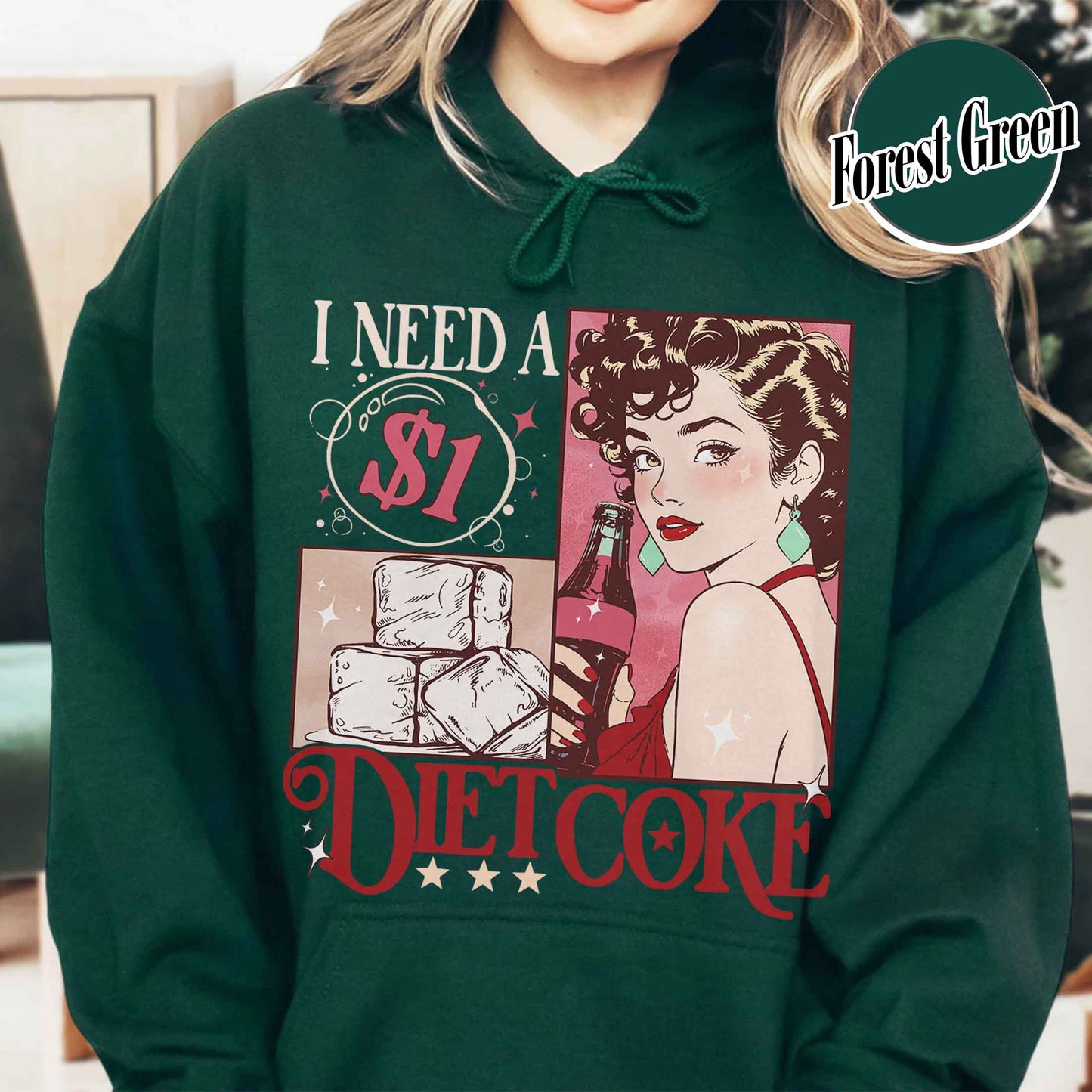 Diet Coke Hoodie, I Need a Diet Coke Pop Caffeine Cola Drinks Hoodie, Trendy Funny Hoodie