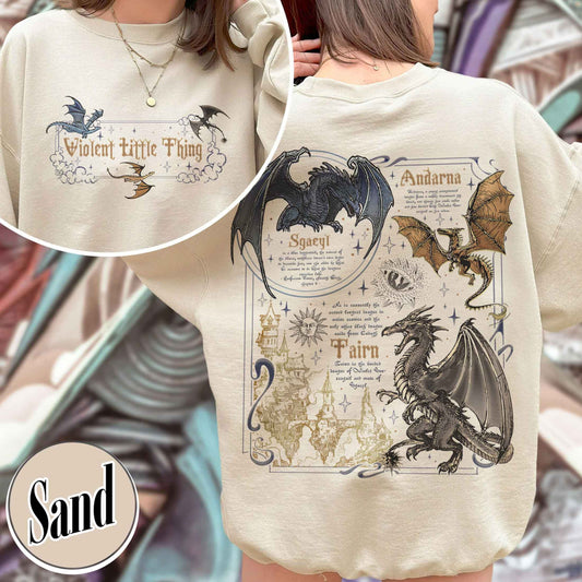 Fourth Wing Book Lover Sweatshirt, Violent Little Thing Tairn & Andarna Dragon Sweatshirt,