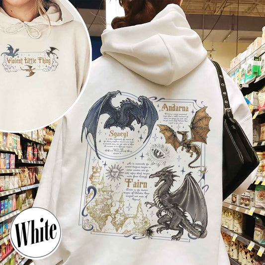 Fourth Wing Book Lover Hoodie, Violent Little Thing Tairn & Andarna Dragon Hoodie