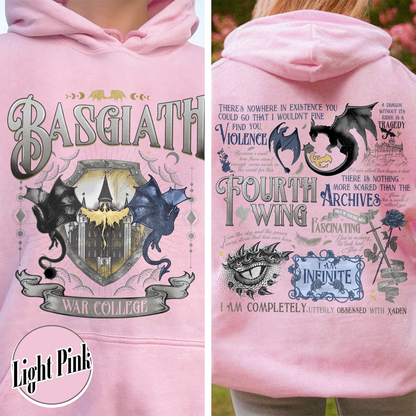 Fourth Wing Hoodie, Basgiath War College Hoodie, Dragon Rider Hoodie, the Empyrean Series