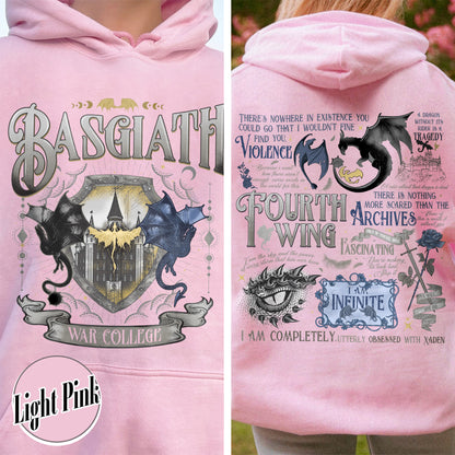 Fourth Wing Hoodie, Basgiath War College Hoodie, Dragon Rider Hoodie, the Empyrean Series