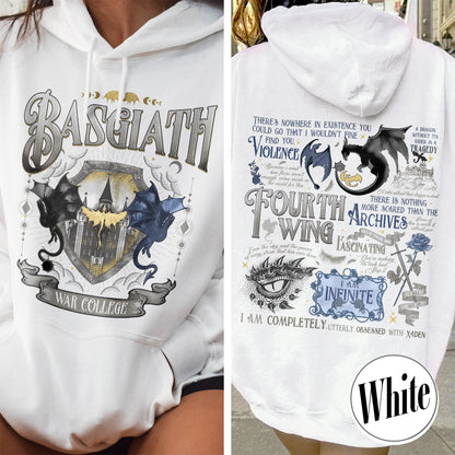 Fourth Wing Hoodie, Basgiath War College Hoodie, Dragon Rider Hoodie, the Empyrean Series