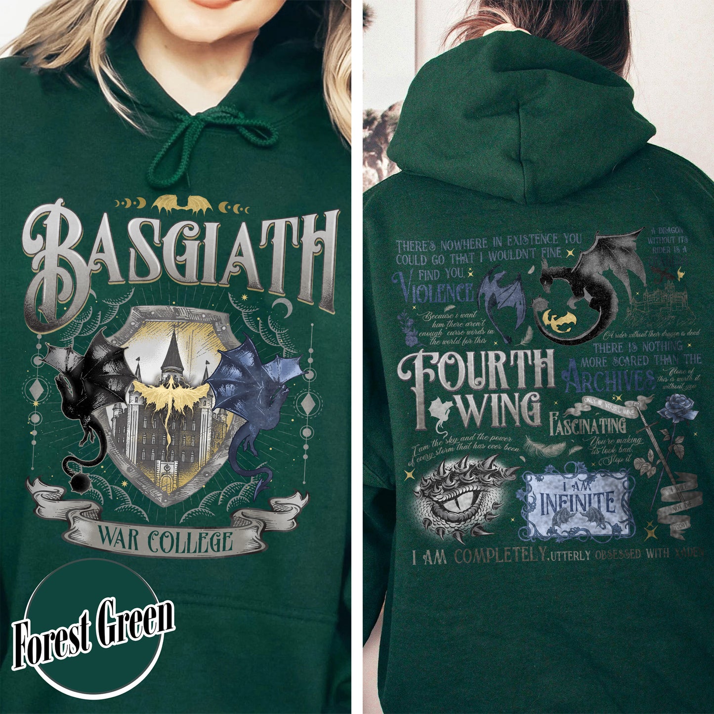 Fourth Wing Hoodie, Basgiath War College Hoodie, Dragon Rider Hoodie, the Empyrean Series
