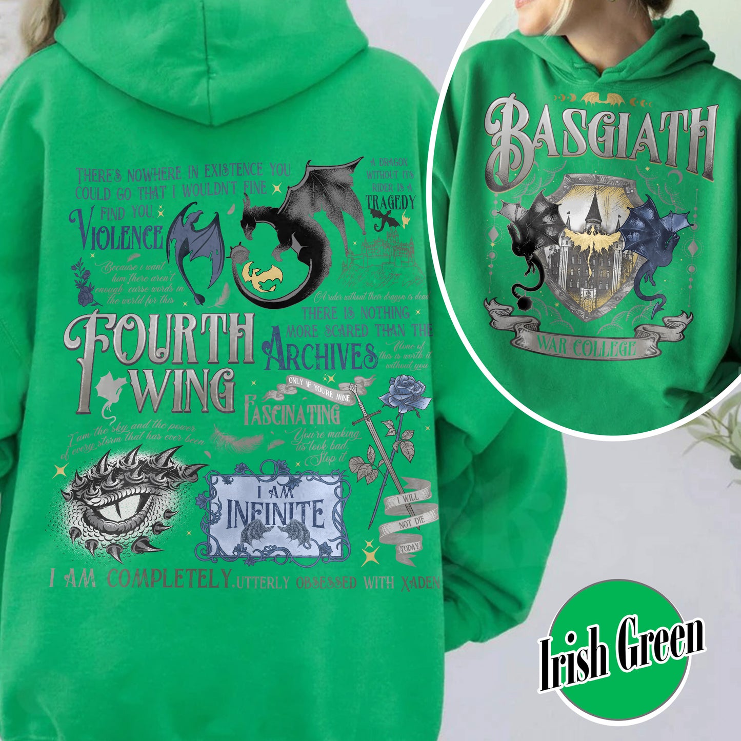 Fourth Wing Hoodie, Basgiath War College Hoodie, Dragon Rider Hoodie, the Empyrean Series