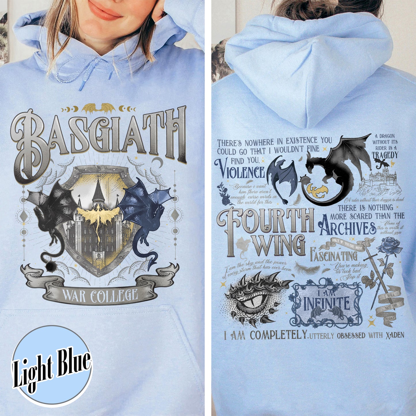 Fourth Wing Hoodie, Basgiath War College Hoodie, Dragon Rider Hoodie, the Empyrean Series
