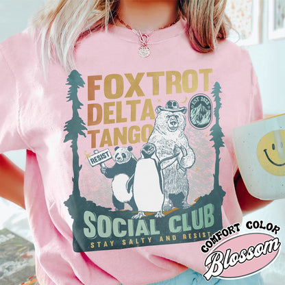 Foxtrot Delta Tango Comfort Colors Shirt,Social Club Bear Shirt, Anti Facism tee, Anti Republican shirt