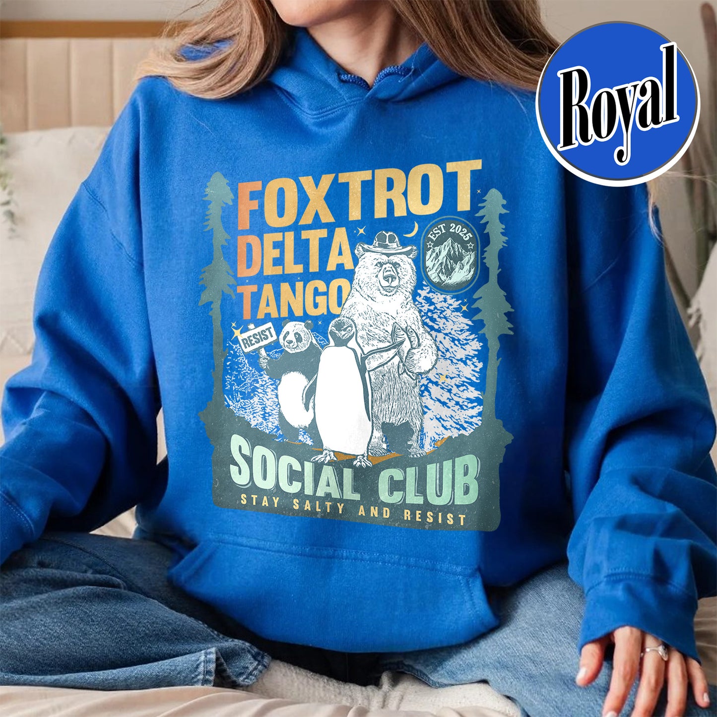 Foxtrot Delta Tango Hoodie,Social Club Bear Hoodie, Anti Facism Hoodie, Anti Republican Hoodie