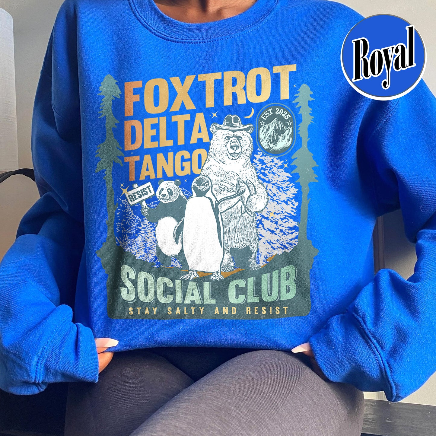 Foxtrot Delta Tango Sweatshirt,Social Club Bear Sweatshirt, Anti Facism Sweatshirt, Anti Republican Sweatshirt