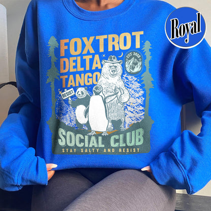 Foxtrot Delta Tango Sweatshirt,Social Club Bear Sweatshirt, Anti Facism Sweatshirt, Anti Republican Sweatshirt
