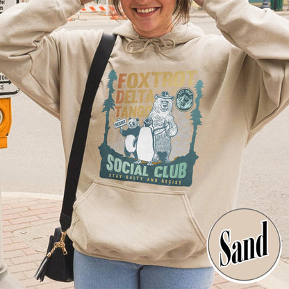 Foxtrot Delta Tango Hoodie,Social Club Bear Hoodie, Anti Facism Hoodie, Anti Republican Hoodie