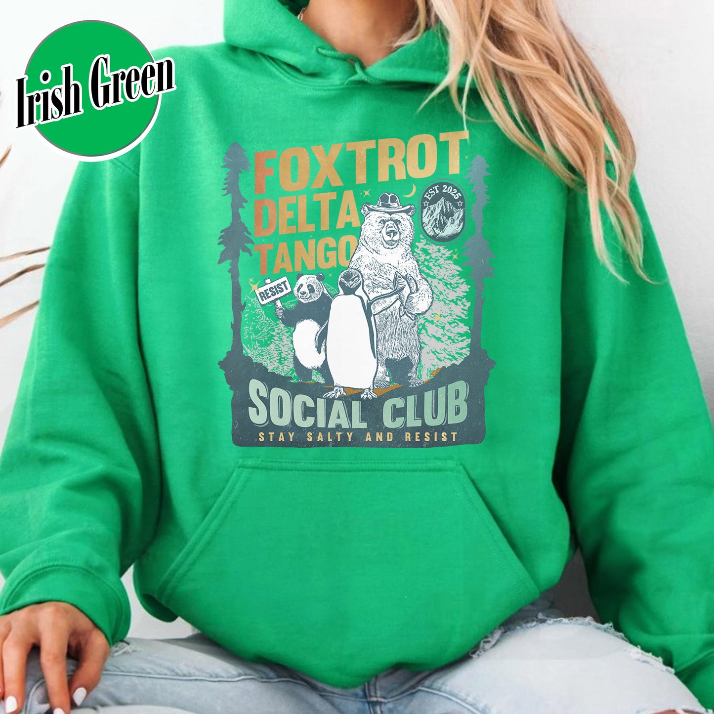 Foxtrot Delta Tango Hoodie,Social Club Bear Hoodie, Anti Facism Hoodie, Anti Republican Hoodie