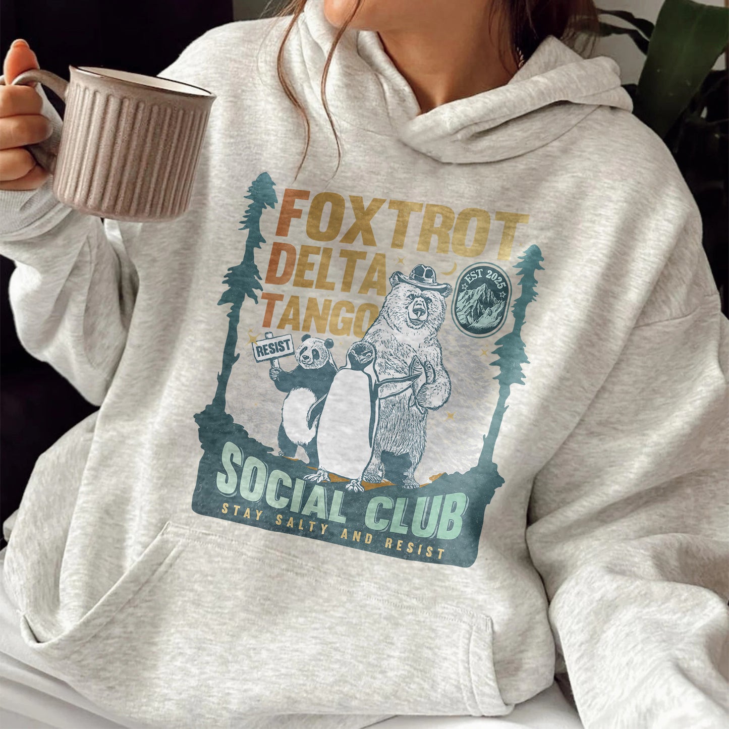 Foxtrot Delta Tango Hoodie,Social Club Bear Hoodie, Anti Facism Hoodie, Anti Republican Hoodie
