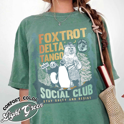 Foxtrot Delta Tango Comfort Colors Shirt,Social Club Bear Shirt, Anti Facism tee, Anti Republican shirt