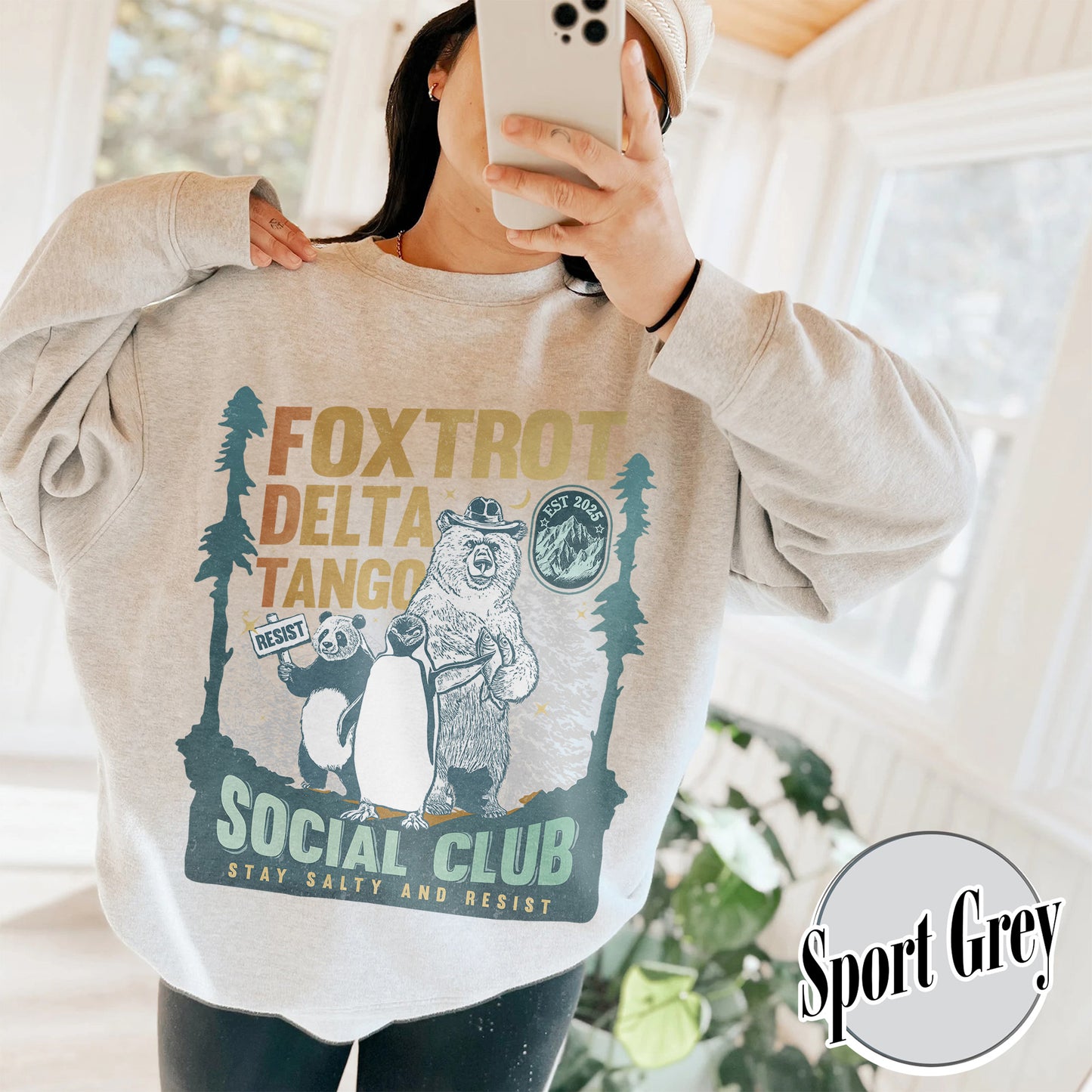 Foxtrot Delta Tango Sweatshirt,Social Club Bear Sweatshirt, Anti Facism Sweatshirt, Anti Republican Sweatshirt