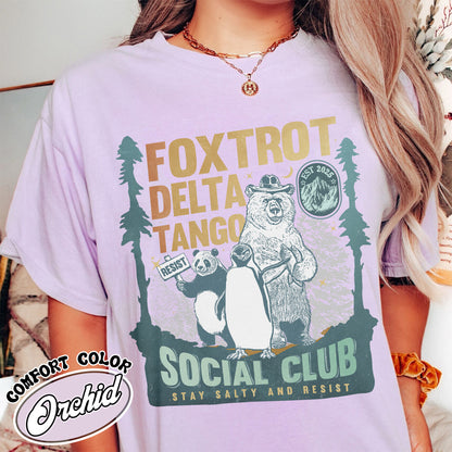 Foxtrot Delta Tango Comfort Colors Shirt,Social Club Bear Shirt, Anti Facism tee, Anti Republican shirt
