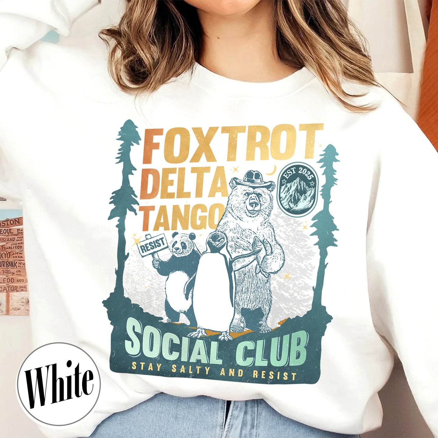 Foxtrot Delta Tango Sweatshirt,Social Club Bear Sweatshirt, Anti Facism Sweatshirt, Anti Republican Sweatshirt