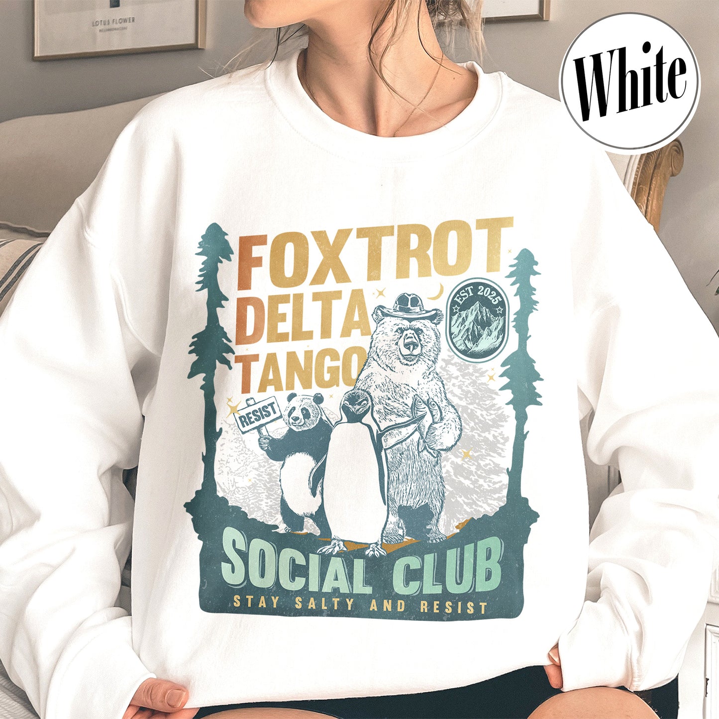 Foxtrot Delta Tango Sweatshirt,Social Club Bear Sweatshirt, Anti Facism Sweatshirt, Anti Republican Sweatshirt